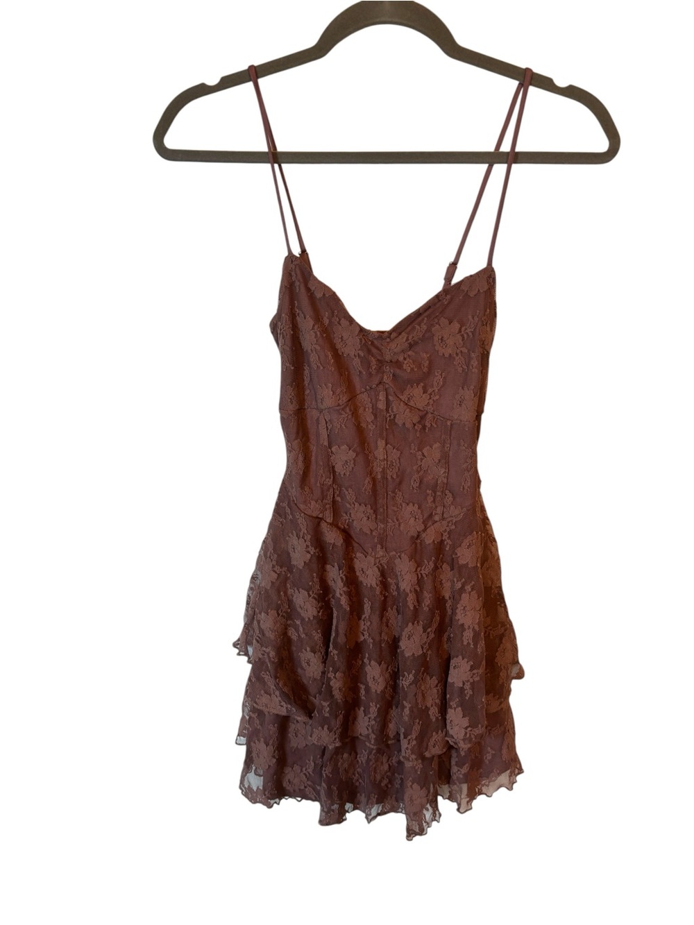 Windsor Brown / purple / maroon Floral Lace Tiered Slip Dress Size XS